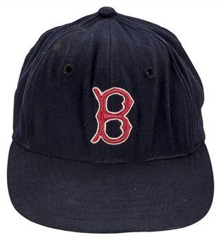 1950s Ted Williams Game Used, Signed & Inscribed Boston Red Sox Cap (MEARS, Letter of Provenance & JSA)
